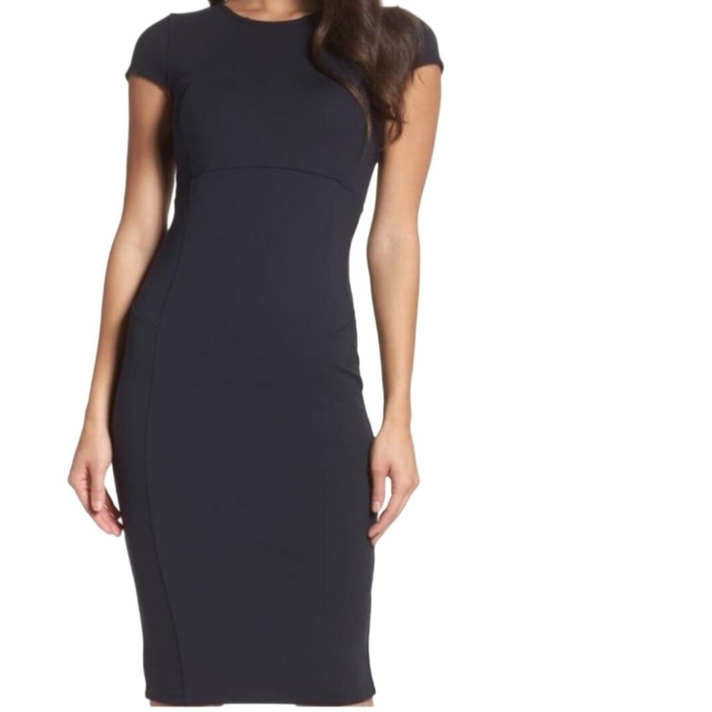 Felicity & Coco NWT Seamed Pencil Dress Black Exposed Gold Zip Size XL - Picture 1 of 10